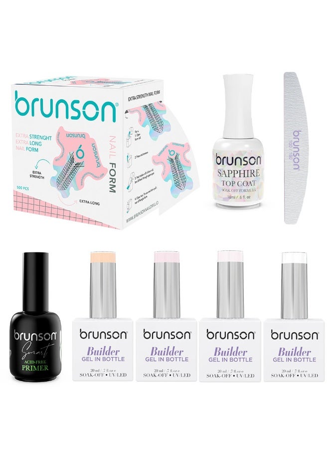 brunson جل بناء، جل بناء 10 في 1 في زجاجة 18 مل، جل صلب مقاوم للأشعة فوق البنفسجية/LED لتمديد الأظافر، جل بناء قاعدة طلاء الأظافر لأظافر زائفة تدوم طويلاً، نصائح قوية للأظافر لمجموعة فن الأظافر